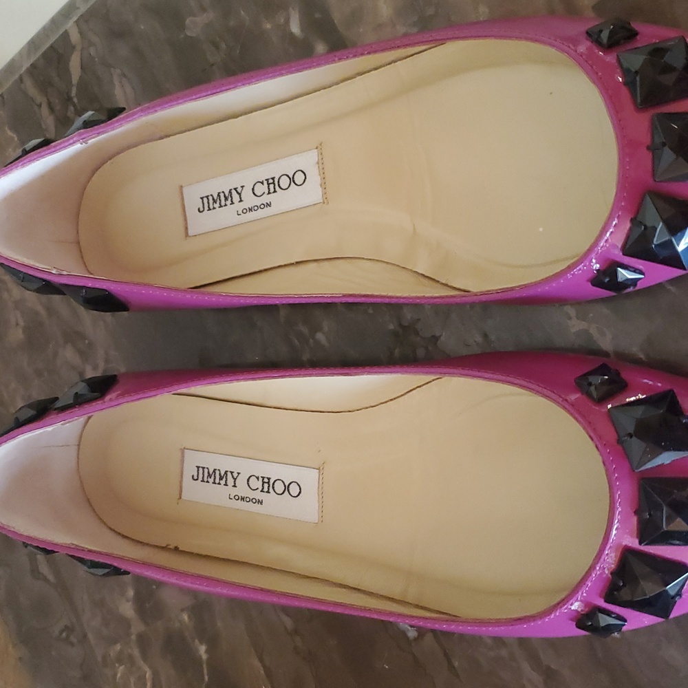 Like NEW Jimmy Choo Fuschia Ballet Flats - Picture 8 of 13